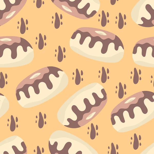 Nahtloses Schokoladen Donut Muster Handgezeichnete Süße Dessertvektorillustration — Stockvektor