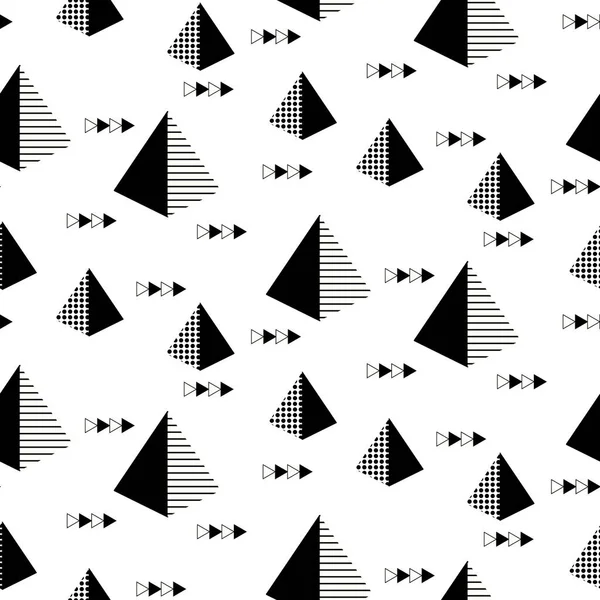 Patrón Flecha Pirámide Blanco Negro Sin Costuras Diseño Geométrico Repetir — Vector de stock