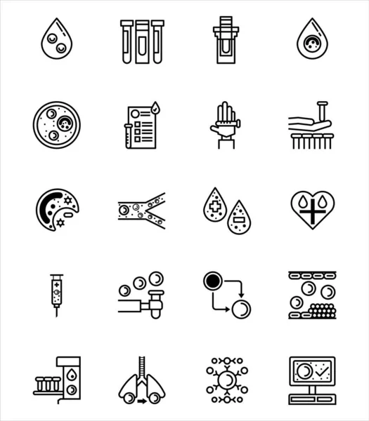 Klinische Hematologie Laboratorium Schema Pictogram Set — Stockvector