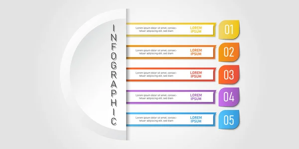 Passos Modelo Infográfico Colorido Para Apresentação Processo Fluxo Trabalho — Vetor de Stock