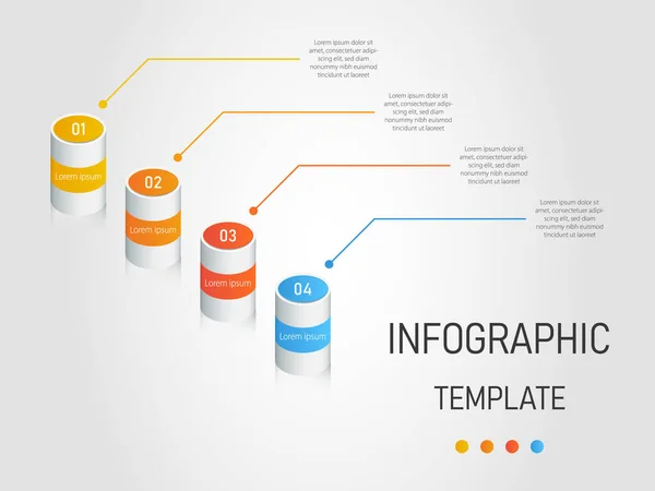 Modelo Infográfico Colorido Cilindro Passos Para Apresentação Processo Fluxo Trabalho — Vetor de Stock