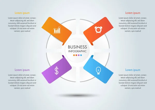 Bunte Business Infografik Mit Icon Für Präsentation Workflow Prozess — Stockvektor