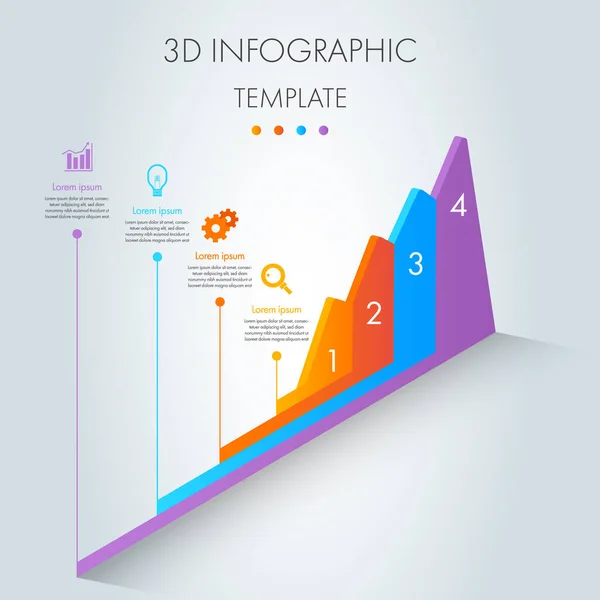 Színes Diagram Infografikus Sablon Ikon Prezentáció Munkafolyamat Folyamat — Stock Vector