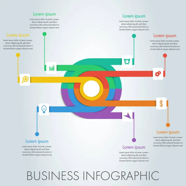 Bunte Kreis Business Infografik Vorlage Mit Symbol Für Präsentation Prozess — Stockvektor