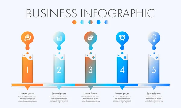 Kleurrijke Stappen Business Infographic Met Icoon Voor Presentatie Workflow Proces — Stockvector