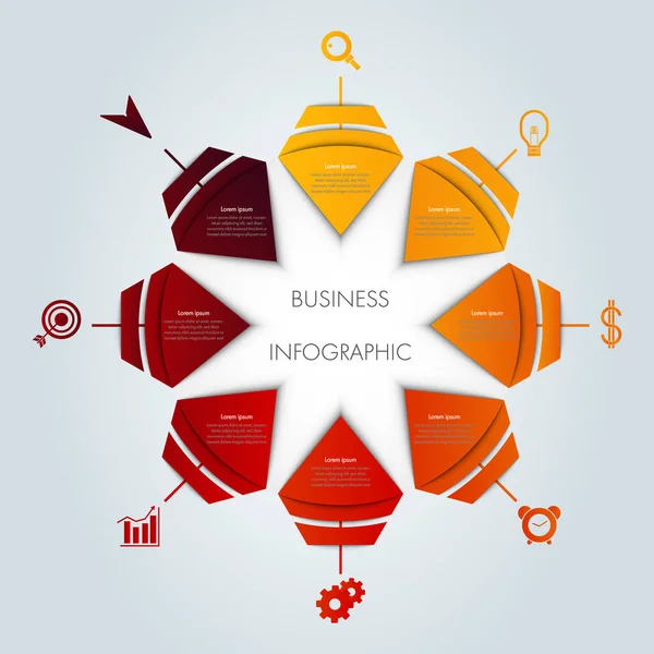 Bunte Kreis Business Infografik Vorlage Mit Symbol Für Präsentation Prozess — Stockvektor