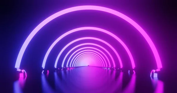 3Dレンダリング輝く紫とピンクのネオンアーチ — ストック写真