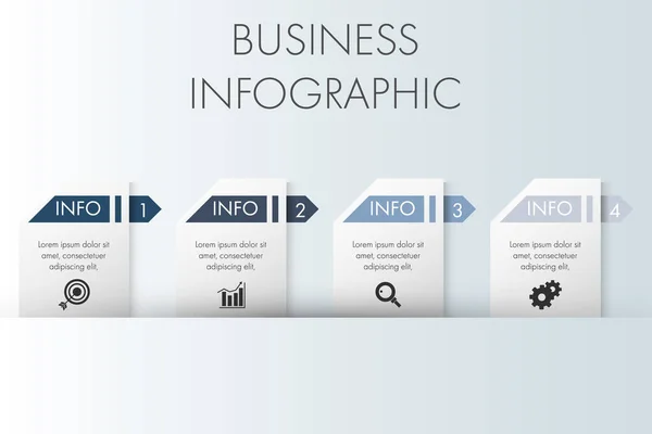 Schritte Business Infografik Vorlage Mit Icon Für Präsentation Workflow Prozess — Stockvektor