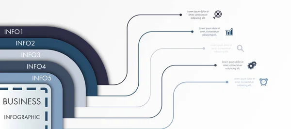 Modello Infografico Passaggi Con Icona Presentazione Flusso Lavoro Processo — Vettoriale Stock