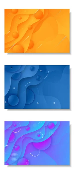 Abstract Colorful Wavy Sphere Background Set Presentation Template Web Banner — Stock Vector