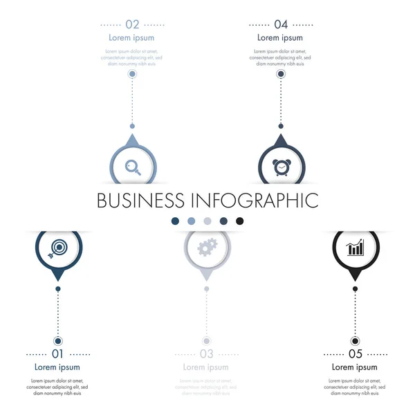 Schritte Business Infografik Vorlage Mit Icon Für Präsentation Workflow Prozess — Stockvektor