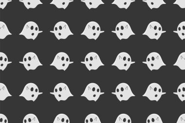 Düz dizayn, kusursuz hayalet deseni. Cadılar Bayramı duvar kâğıdı vektör illüstrasyonu.