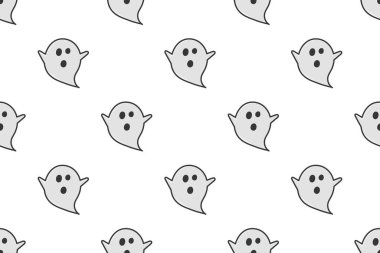 Düz dizayn, kusursuz hayalet deseni. Cadılar Bayramı duvar kâğıdı vektör illüstrasyonu.