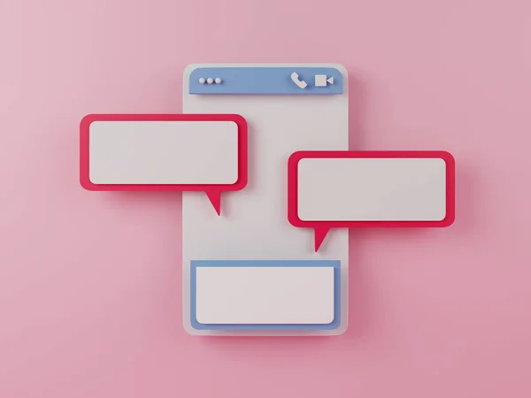 Renderizado Aplicación Chat Fondo Rosa Con Caja Mensaje Blanco —  Fotos de Stock