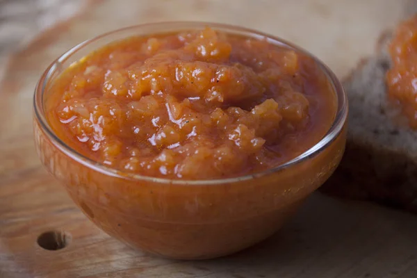 Squash caviar in a glass salad bowl