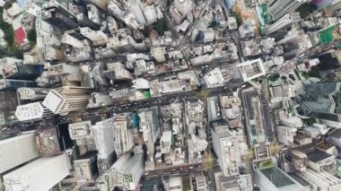 Hong Kong şehir konut uzun boylu Drone Uçan üzerinden havadan görünümü.