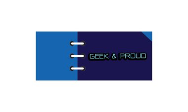 Geek ve gurur etiket, mavi ve mavi renk. dikdörtgen banner ve rozetleri tasarımı. Beyaz arka plan üzerinde.