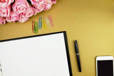 düz lay, ofis çalışma alanı 