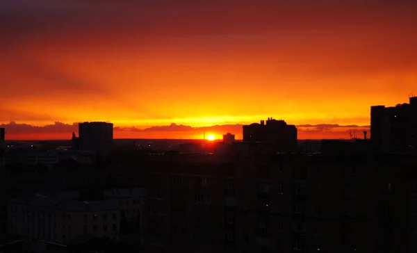 Червоний Захід Сонця Місті — стокове фото