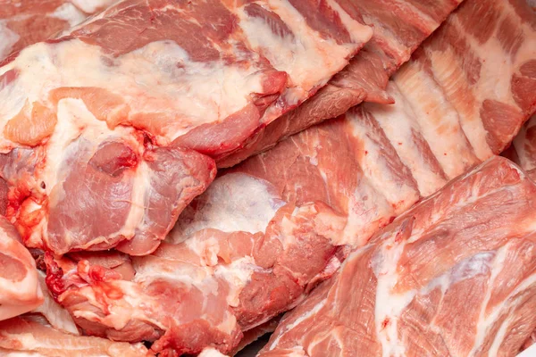 Varkensribbetjes Hele Ribben Ruwe Klaar Koken — Stockfoto