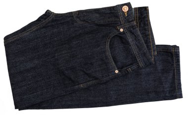 Koyu mavi kot pantolon. Beyaz arka planda yalıtılmış.