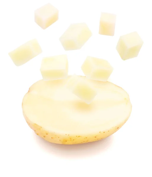 Komik patates zar (küpler) patlama ile yarısında kesti. Yalıt