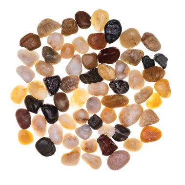 Group of multi-colored stones (multicolored). Multidisciplinary and multiracial group concept. Isolated on white background Collection made with stones. clipart