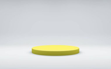 Boş alanı olan minimalist bir vitrin. Ürün sunumu için modern tarzda tasarım. 3d hazırlayıcı.