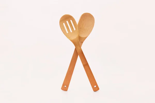 Ecological wooden cutlery on white background. Concept zero waste. Eco friendly — Stock Photo, Image