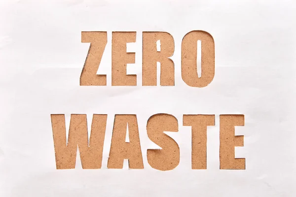 zero waste paper text with wooden texture on white. eco living lifestyle