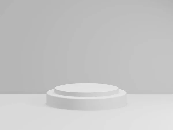 3d renderização do pódio branco total para o produto. fase de mockup . — Fotografia de Stock