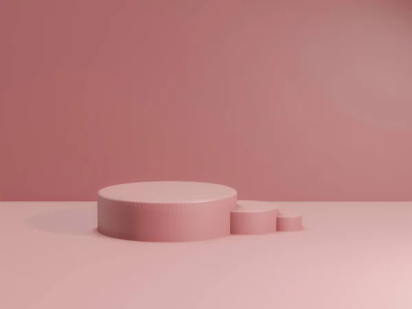 3d renderização de pódio rosa em pó total para o produto. fase de mockup . — Fotografia de Stock