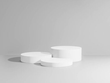 Ürünler için toplam beyaz podyumların 3 boyutlu üretimi. Kazanan platform.