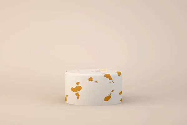 Podium piédestal beige pour le produit. 3d rendu de cylindre dans un style moderne — Photo