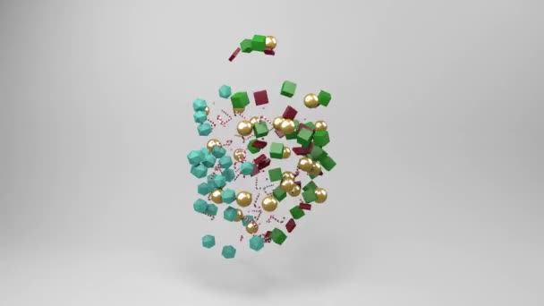 Abstract geometric 3d render animation, christmas decoration and gift boxes. — Stock Video