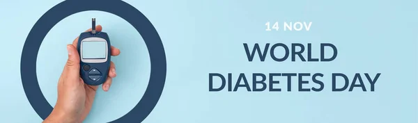 Um círculo azul. Conceito médico mundial. Dia mundial da saúde. Conceito de alimentação saudável. Fundo alimentar saudável. Teste da diabetes. — Fotografia de Stock