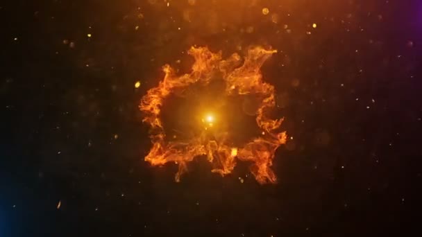 Título Cinematográfico Animación Explosion Fire Particles Grunge Background — Vídeo de stock