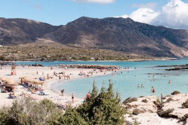 1st Ekim 2017, Elafonissi, Yunanistan - Elafonissi beach, Akdeniz Adası Girit Chania bölgesel birimi güneybatı köşesinde bulunan.