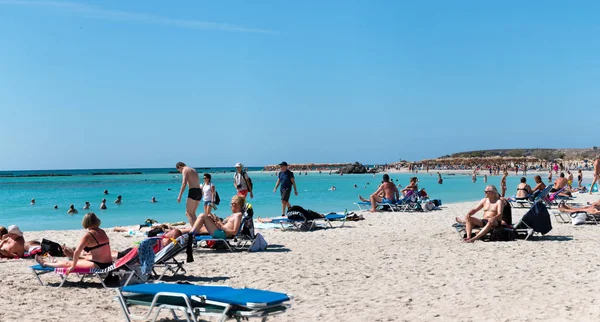 Ottobre 2017 Elafonissi Grecia Spiaggia Elafonissi Situata Vicino All Angolo — Foto Stock