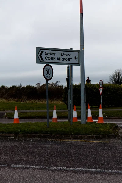 February 10Th 2018 Cork Ireland Cork International Airport Road Signs — Stock Photo, Image