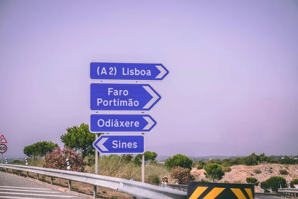 August 6Th 2018 Lagos Portugal Information Road Signs Lisbon Faro — Stock Photo, Image