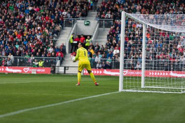 25th Eylül 2018, Cork, İrlanda - David Forde Liam Miller haraç sırasında maç İrlanda ve Celtic XI arasında vs Manchester United XI.