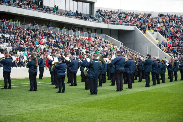 Września 2018 Cork Irlandia Maszerującą Grupę Bawi Publiczność Boisku Pairc — Zdjęcie stockowe