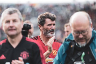 25th Eylül 2018, Cork, İrlanda - Roy Keane ile Manchester United forması ve Kaptan kol bandı onur konuğu Pairc UI Chaoimh, Liam Miller haraç maç için Tur.
