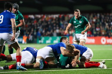Askeri yürüyüş 8th, 2019, Cork, İrlanda: Sean Fransızca İrlanda ve Fransa İrlanda bağımsız Park arasında 20 Six Nations altında maçında.