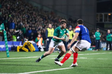 Askeri yürüyüş 8th, 2019, Cork, İrlanda: Dylan Tierney-Martin İrlanda ve Fransa İrlanda bağımsız Park arasında 20 Six Nations altında maçında.