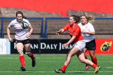 17 Ağustos 2019 Cork, İrlanda - Munster Women Rugby (38) - Ulster Women Rugby (12) maçı İrlanda Bağımsız Parkı'nda.