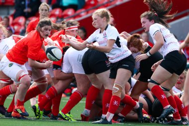 17 Ağustos 2019 Cork, İrlanda - Munster Women Rugby (38) - Ulster Women Rugby (12) maçı İrlanda Bağımsız Parkı'nda.