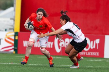 17 Ağustos 2019 Cork, İrlanda - Munster Women Rugby (38) - Ulster Women Rugby (12) maçı İrlanda Bağımsız Parkı'nda.