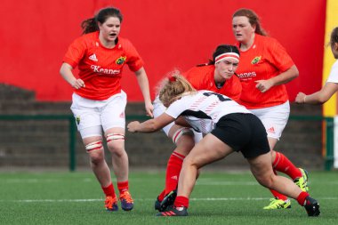 17 Ağustos 2019 Cork, İrlanda - Munster Women Rugby (38) - Ulster Women Rugby (12) maçı İrlanda Bağımsız Parkı'nda.